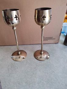 Brass Stemware Goblet Candle Holders .