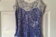 Crushed Velvet and Lace Cami Style Top  Size M
