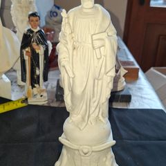 Rare Antique Biscuit Porcelain Statue of Saint Joseph, It dates from the 19th or early 20th century,  by French manufacturer Mauger & Fils
