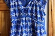 Next Ladies  Blue 100% Cotton Embroidered palm tree pattern sleeveless Blouse Top size 20 includes Postage