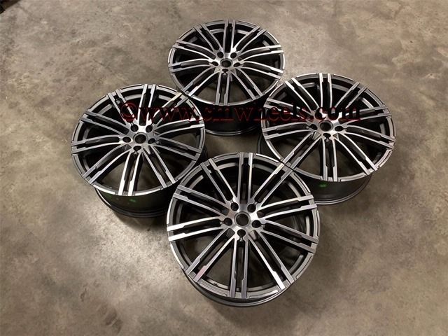 21" Inch Porsche Macan Turbo Style Alloy Wheels Gunmetal polished 5x112 66.6
