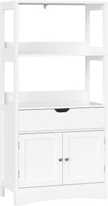 Bathroom cabinet, versatile bathroom shelf with 4 levels, bathroom cabinet made of wood, white, 60 x 122 x 32.5 cm (W x H x D)