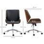 Vintage design office chair height adjustable 360 swivel chrome base 51 x 65.5 x 86-96 cm gray Image 2