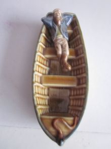 Vintage Wade Porcelain Fishing Man Asleep In Boat Figure