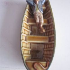 Vintage Wade Porcelain Fishing Man Asleep In Boat Figure