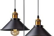 3 Lights Industrial Ceiling Light, Retro Industrial Pendant Light, Vintage Edison Style Metal Hanging Light Fixture Chandelier for Kitchen Bedroom Living Dining Room