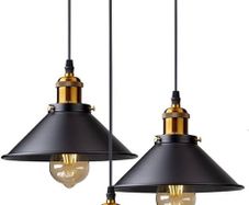 3 Lights Industrial Ceiling Light, Retro Industrial Pendant Light, Vintage Edison Style Metal Hanging Light Fixture Chandelier for Kitchen Bedroom Living Dining Room