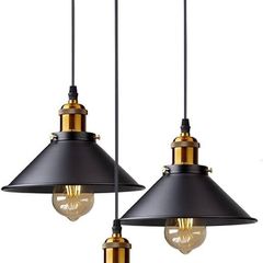 3 Lights Industrial Ceiling Light, Retro Industrial Pendant Light, Vintage Edison Style Metal Hanging Light Fixture Chandelier for Kitchen Bedroom Living Dining Room