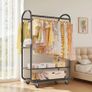 Heavy Duty Rolling Clothes Rail for Hanging Clothes, Double Hanging Rail with Lockable Castors, 326 KG Load Capacity, Metal Clothing Rail for Bedroom, Laundry, Retail, Black Image 7