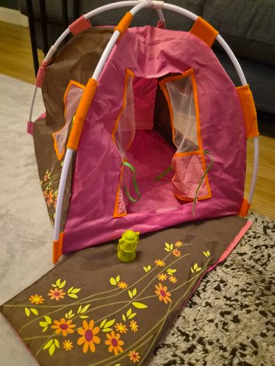 Our Generation doll salon chair and camping set