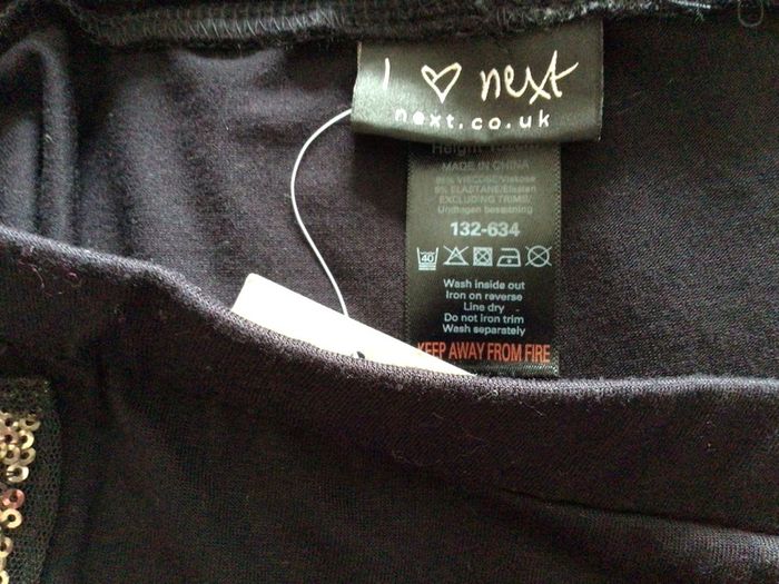 BNWTS Next Girls Black Leggings With Gold sequin stripe age 12 Yrs postage Included