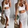 Set Openwork Summer Top Skirt Knitted Image 5