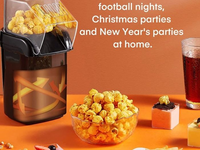 Retro Popcorn Machine with Hot Air Circulation - 2 Min Qucik Popping - for Oil-Free & Healthy Snacks, for kids - Movie Nights - Parties - Home Cinema (FREE POSTAGE)