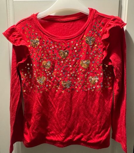 Girls Red Long Sleevwd Tshirt