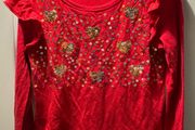 Girls Red Long Sleevwd Tshirt