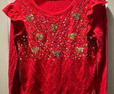 Girls Red Long Sleevwd Tshirt