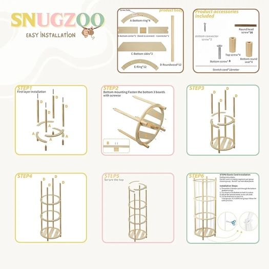 Stuffed Animal Zoo Holder with with Elastic Band, Space Save Plush Organizer for Nursery Room, Kids Room, Playroom & living Room (Round)