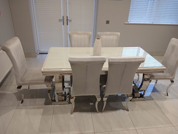 Marble top Table and chairs with coffee table