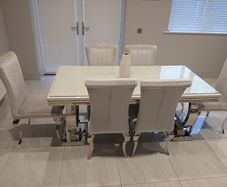 Marble top Table and chairs with coffee table