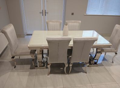 Marble top Table and chairs with coffee table