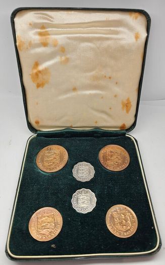 Guernsey Proof 1956 Double Coin Set Scarce Stunning Gem Coins