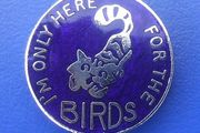 I'm Only Here for the Birds (parody of the "Double Diamond" beer slogan) - humorous/merchandise enamel badge (1970's). A scarce badge!