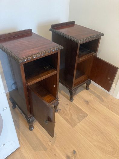 Antique Bedside Lockers - Pair - Mahogany