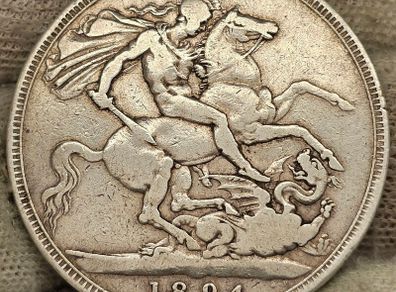 Great Britain Silver 1894 Crown Nice Grade