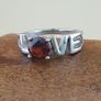Lot Of 2 925 Silver LOVE Ring With Garnet Gemstone Image 6