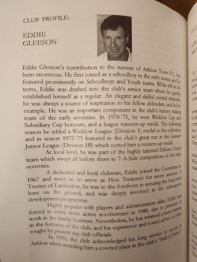 All For A Game.  A History Of  Arklow Town Football  Club 1948 -1998. Large Volume  First Edition Paperback In Very Good Condition.