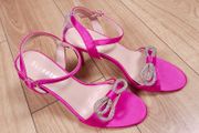 Sorento Fuchsia Pink Satin Diamante Bow High Heel Sandals 5UK/38EU