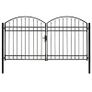 Fence Gate Double Door with Arched Top Steel 300x175 cm Black Image 5