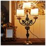 Brass Ecclesiastical Candelabra Electrified Table Lamp Florentine Shades Image 3