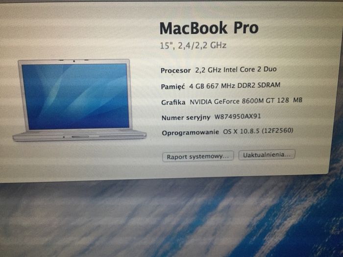 Mac Book Pro Apple 15" 2007 250 GB SSD Intel Core 2 Duo