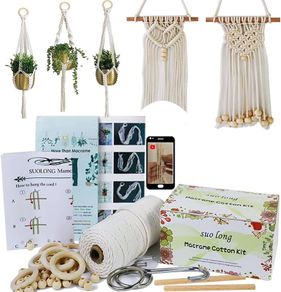 NEW SALE | Beginners Macrame Kit for Adults,Featuring 3mm Macrame Cord,Wooden Beads,Rings,Instruction Book.All Accessories You Need to Make Macrame Plant Hanger,Macrame Wall Hanging Adults Craft Kit