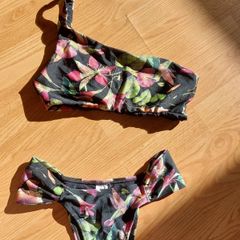 Brazilian Tropical Floral Asymmetric One-Shoulder Bikini Set