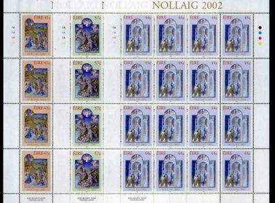 2002 Ireland Christmas Commemorative Stamp Sheetlets Plate 1A1A1A1A Mint Never Hinged (MNH)