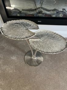 Silver Two Tier Leaf Side Table