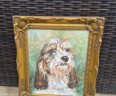 Original Susan Harper Oil Dog Portrait Primrose Framed 33.5 x 38.5 cm