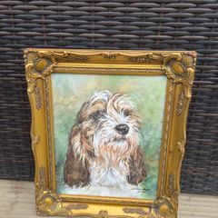 Original Susan Harper Oil Dog Portrait Primrose Framed 33.5 x 38.5 cm