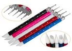 5Pcs 2 Way Silicone Tip Nail Brush Pen Painting Drawing Sculpture Dotting Tool