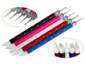 5Pcs 2 Way Silicone Tip Nail Brush Pen Painting Drawing Sculpture Dotting Tool