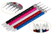 5Pcs 2 Way Silicone Tip Nail Brush Pen Painting Drawing Sculpture Dotting Tool