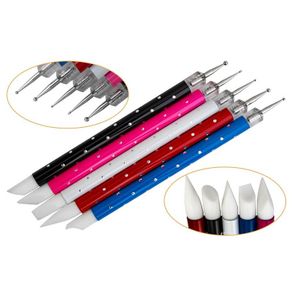 5Pcs 2 Way Silicone Tip Nail Brush Pen Painting Drawing Sculpture Dotting Tool