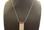 Newbridge Silverware Necklace with Large Rectangle Clear Stones Pendant
