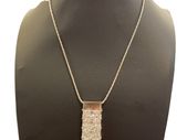 Newbridge Silverware Necklace with Large Rectangle Clear Stones Pendant