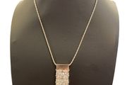 Newbridge Silverware Necklace with Large Rectangle Clear Stones Pendant