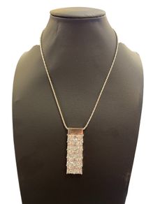 Newbridge Silverware Necklace with Large Rectangle Clear Stones Pendant