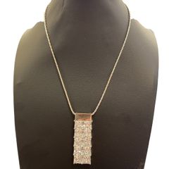 Newbridge Silverware Necklace with Large Rectangle Clear Stones Pendant