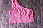 Pink cropped one shoulder T Shirt size m/l
